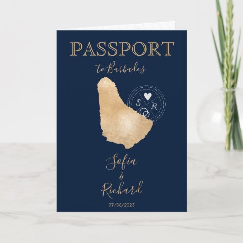 Wedding Destination Passport World Map Barbados In Invitation