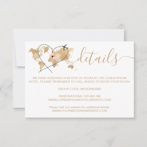 Wedding Destination Passport World Map Details RSVP Card