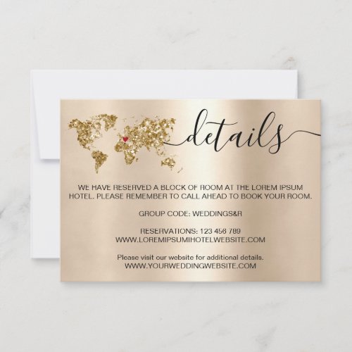 Wedding Destination Passport World Map Details RSVP Card