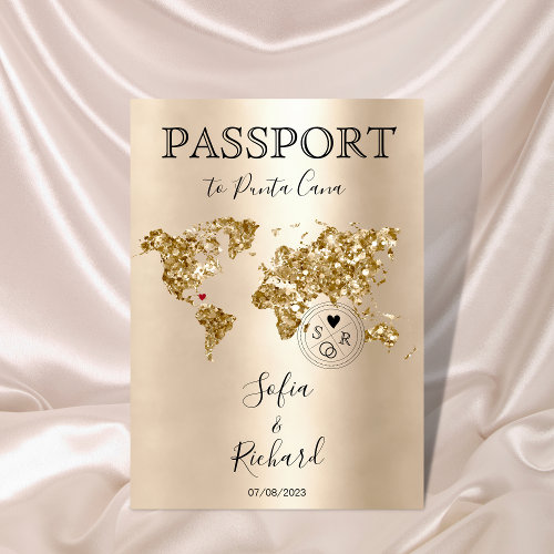 Wedding Destination Passport World Map Dominican