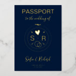 Wedding Destination Passport World Map Gold  Foil Invitation