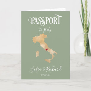 Wedding Destination Passport World Map Italy Sage Invitation