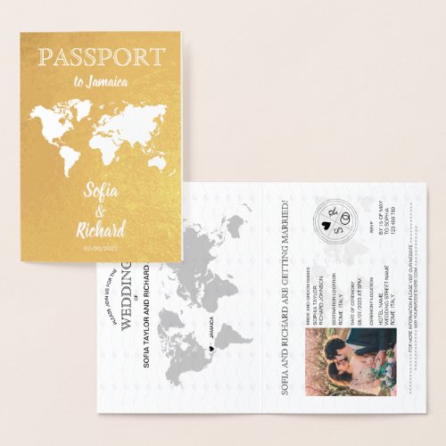 Wedding Destination Passport World Map JAMAICA Inv Foil Card