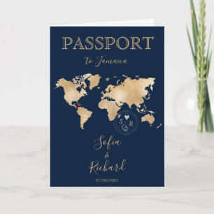 Wedding Destination Passport World Map JAMAICA Inv Invitation