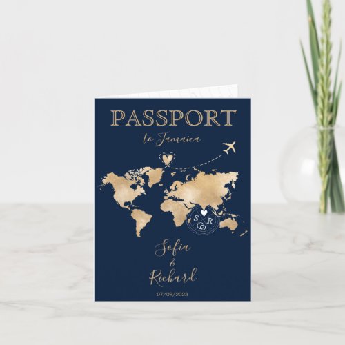 Wedding Destination Passport World Map JAMAICA Inv Invitation