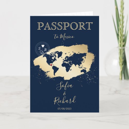 Wedding Destination Passport World Map Mexico Invi