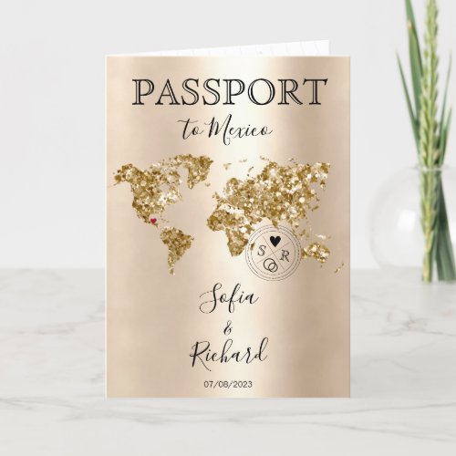 Wedding Destination Passport World Map Mexico Invitation