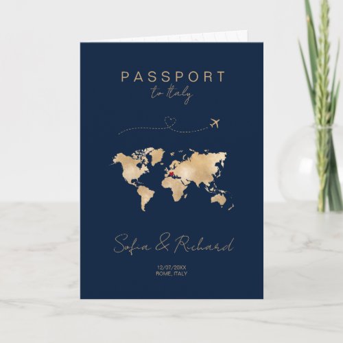 Wedding Destination Passport World Map Modern Invi Invitation