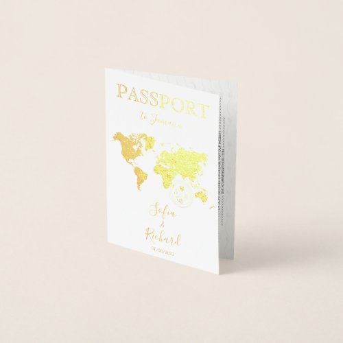 Wedding Destination Passport World Map NEW ZEALAND Foil Card