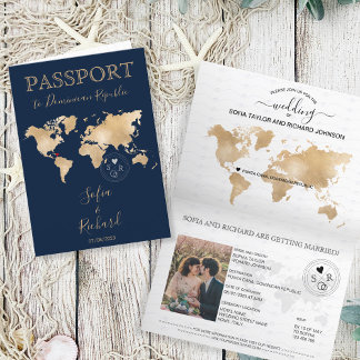 Wedding Destination Passport World Map Punta Cana Invitation