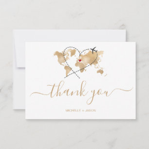 Wedding Destination Passport World Map Thank You RSVP Card