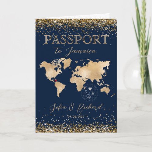 Wedding Destination Passport World Map tropical In