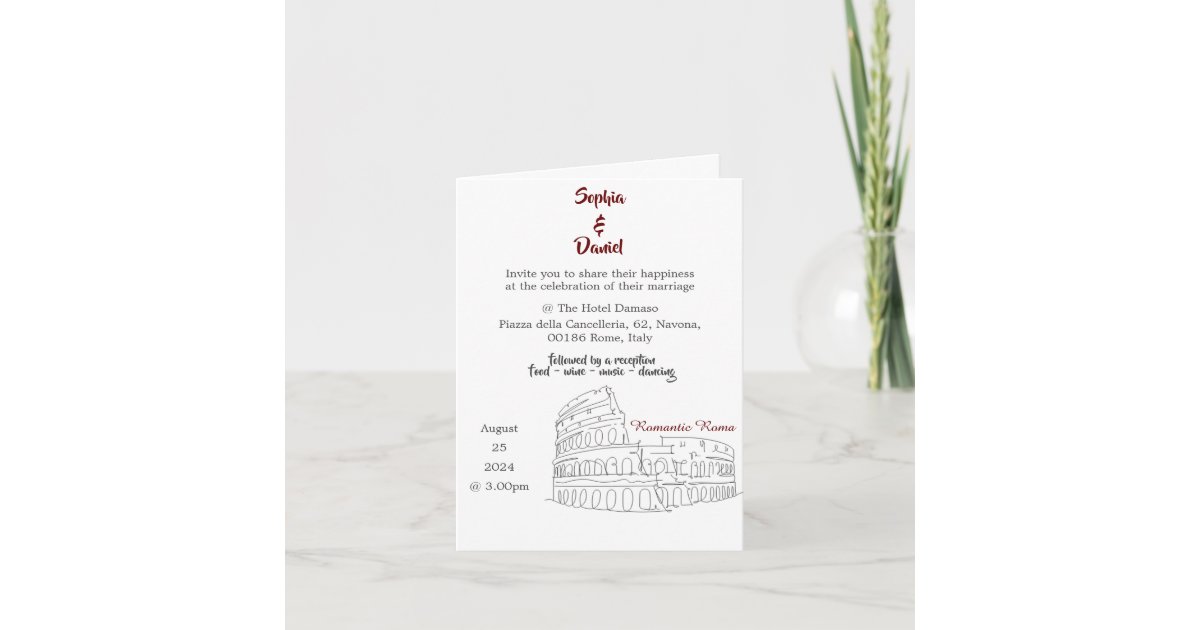 Wedding Destination - Rome, Italy Invitation | Zazzle
