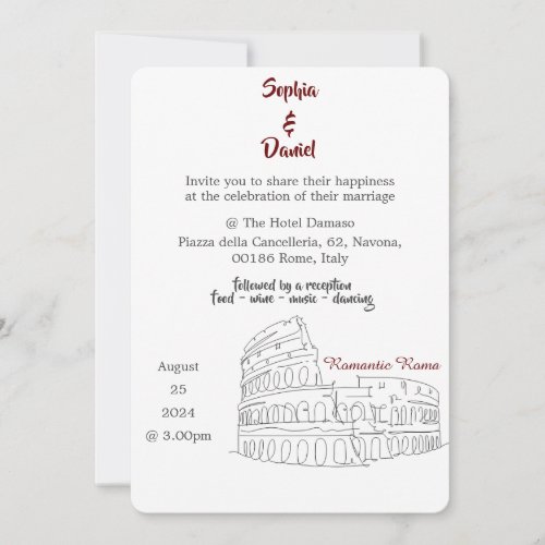 Wedding Destination _ Rome Italy Invitation