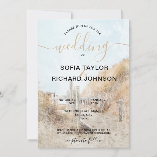 Wedding Destination Sand Dunes Beach Grass Invitation