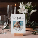 Wedding Destination Table Name Couple Travel Photo<br><div class="desc">Enhance the elegance and personalization of your wedding with our Wedding Destination Table Name Decor. Perfect for destination weddings or travel-themed celebrations, these signs feature the name of a country as the table name alongside a beautiful photo of the couple, adding a unique and personal touch to your reception decor....</div>