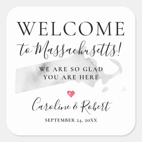 Wedding Destination Welcome Guests Favor Square St Square Sticker