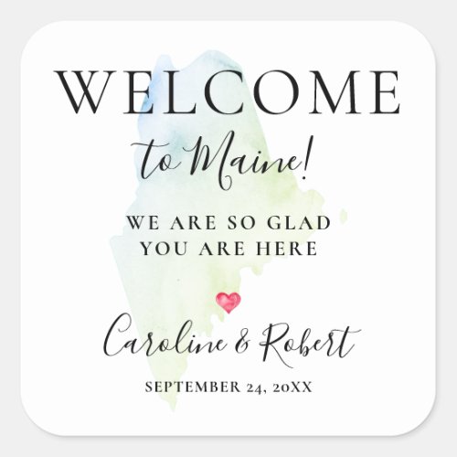 Wedding Destination Welcome Guests Favor Square St Square Sticker