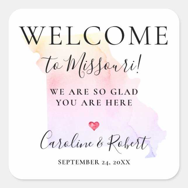 Wedding Destination Welcome Guests Favor Square St Sticker (Front)