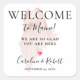 Wedding Destination Welcome Guests Favor Square St Sticker