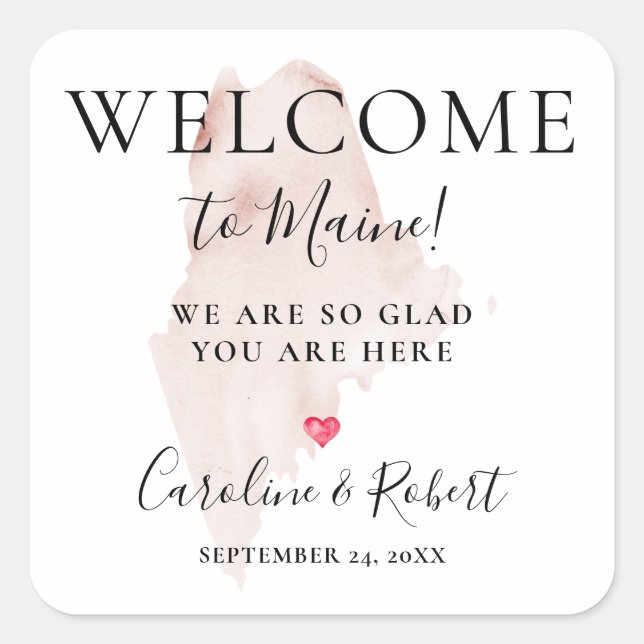 Wedding Destination Welcome Guests Favor Square St Sticker (Front)