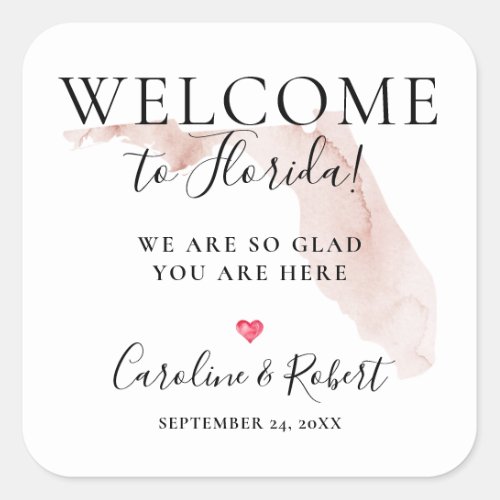 Wedding Destination Welcome Guests Favor Square Sticker