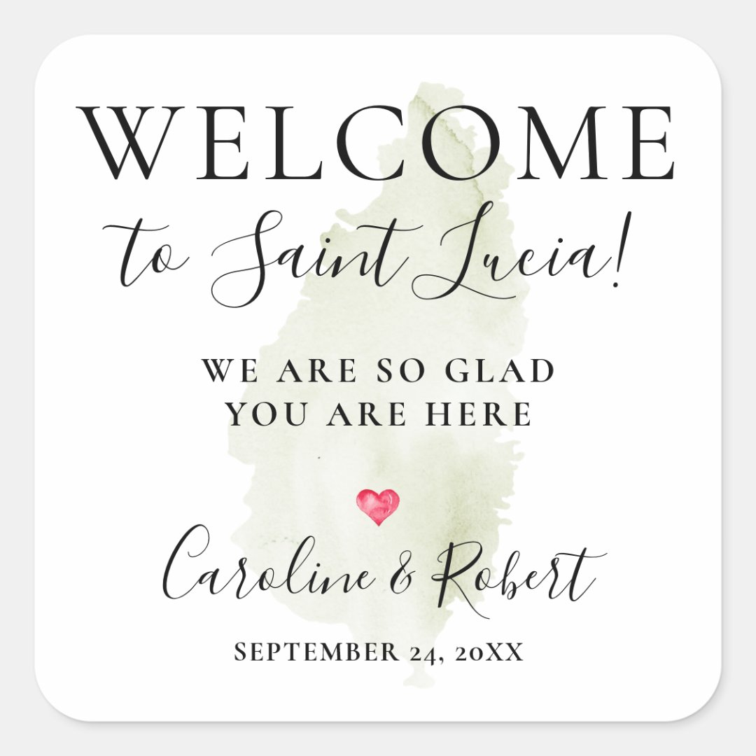 Wedding Destination Welcome Guests Favor Square Sticker | Zazzle