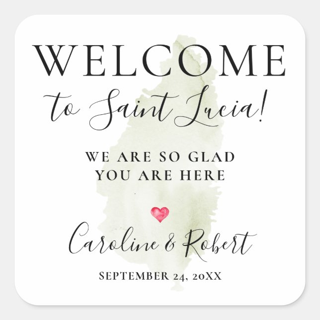 Wedding Destination Welcome Guests Favor Square Sticker (Front)