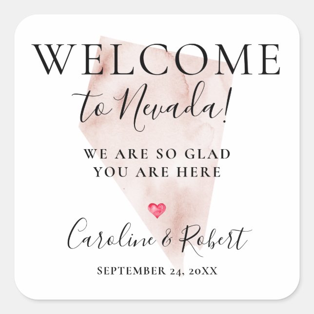Wedding Destination Welcome Guests Favor Square Sticker (Front)