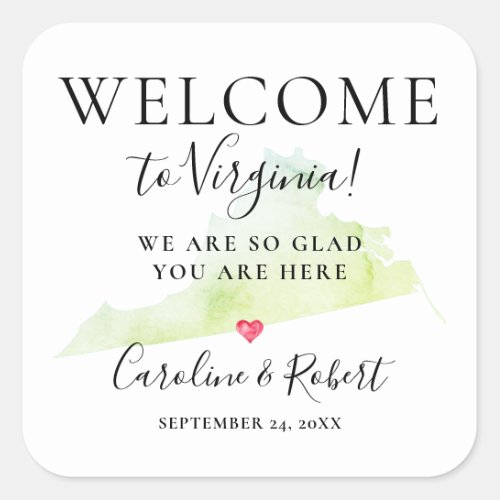 Wedding Destination Welcome Guests Favor Square Sticker