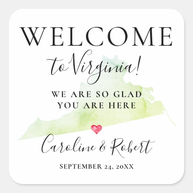Wedding Destination Welcome Guests Favor Square Sticker (Front)