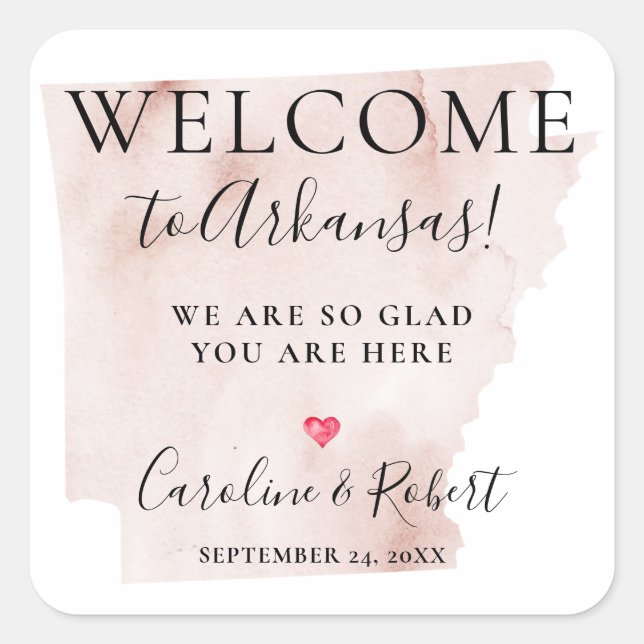 Wedding Destination Welcome Guests Favor Square Sticker (Front)