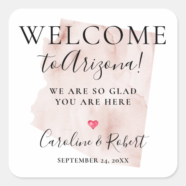 Wedding Destination Welcome Guests Favor Square Sticker (Front)