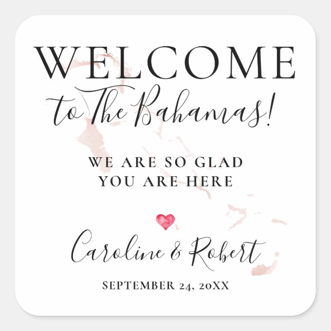 Wedding Destination Welcome Guests Favor Square Sticker (Front)