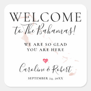 Wedding Destination Welcome Guests Favor Square Sticker