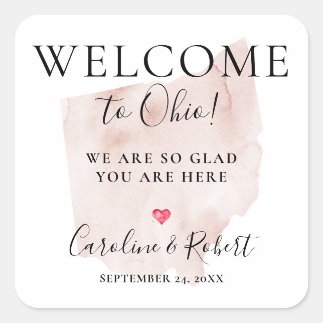 Wedding Destination Welcome Guests Favor Square Sticker (Front)