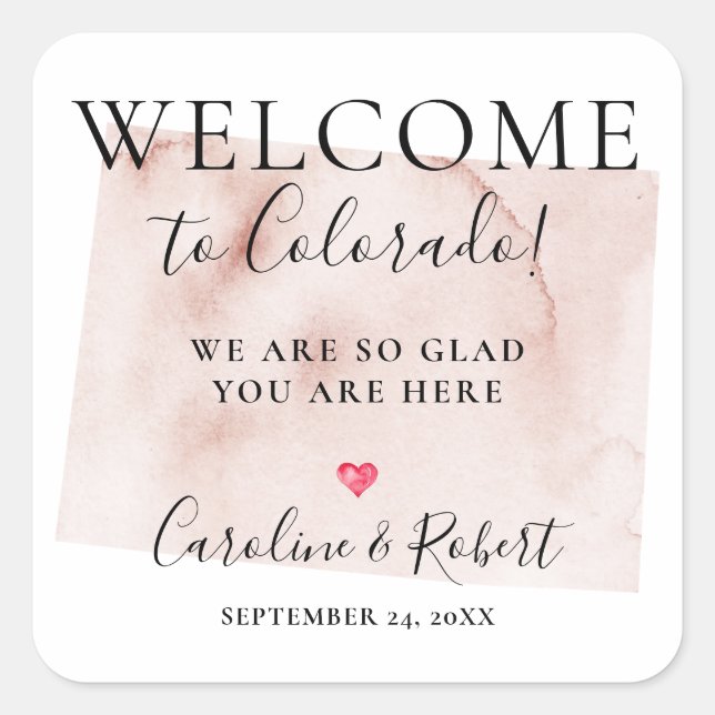 Wedding Destination Welcome Guests Favor Square Sticker (Front)