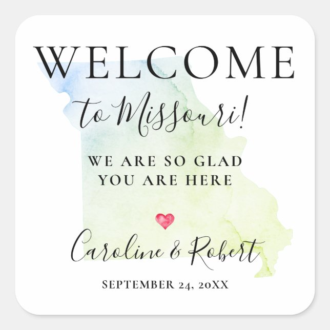 Wedding Destination Welcome Guests Favor Square Sticker (Front)