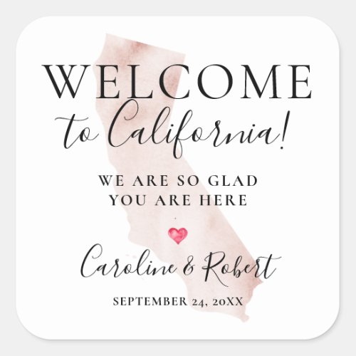 Wedding Destination Welcome Guests Favor Square Sticker