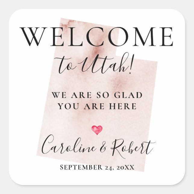 Wedding Destination Welcome Guests Favor Square Sticker (Front)