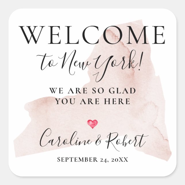 Wedding Destination Welcome Guests Favor Square Sticker (Front)
