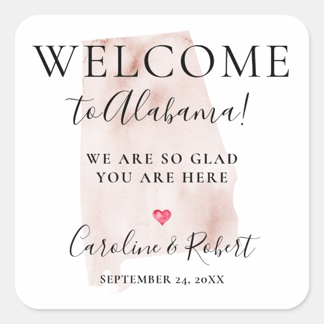 Wedding Destination Welcome Guests Favor Square Sticker (Front)