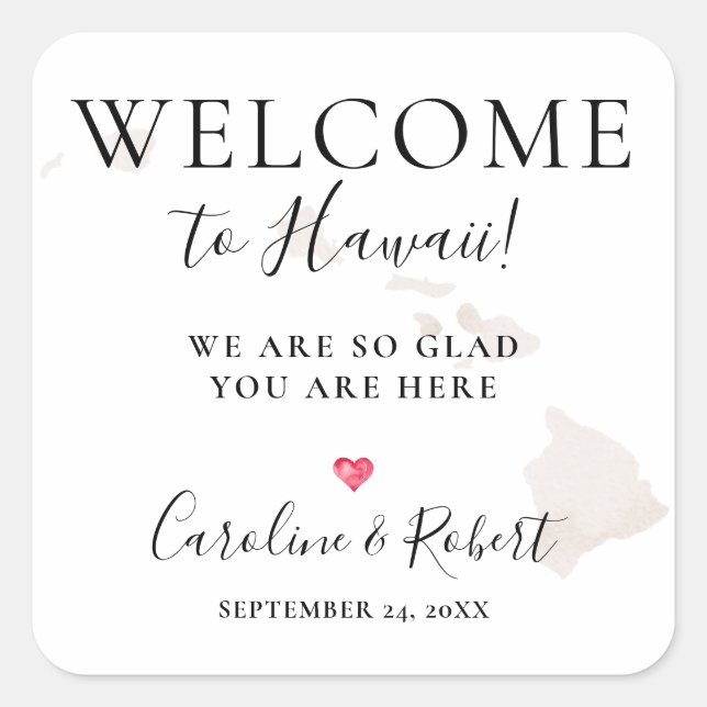 Wedding Destination Welcome Guests Favor Square Sticker (Front)