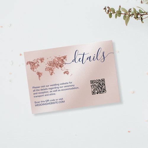 Wedding Destination World Map Details QR Code RSVP Card