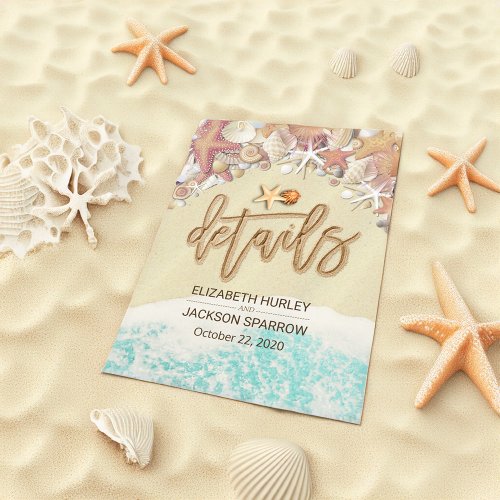 Wedding Detail Information Summer Beach Starfish Enclosure Card