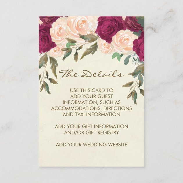 Wedding Details And Information Card Ivory Peach