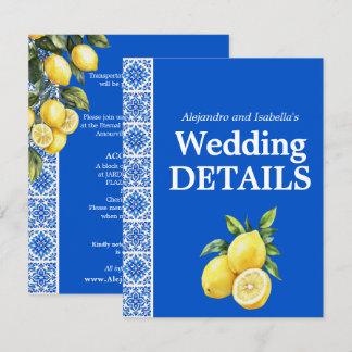 💙🍋 Wedding Details Azul & Limone Romance Enclosure Card