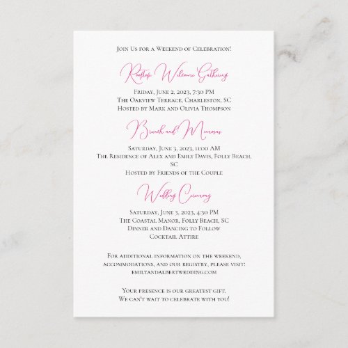 Wedding details card