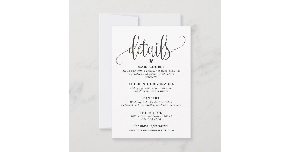 Wedding details card | Zazzle