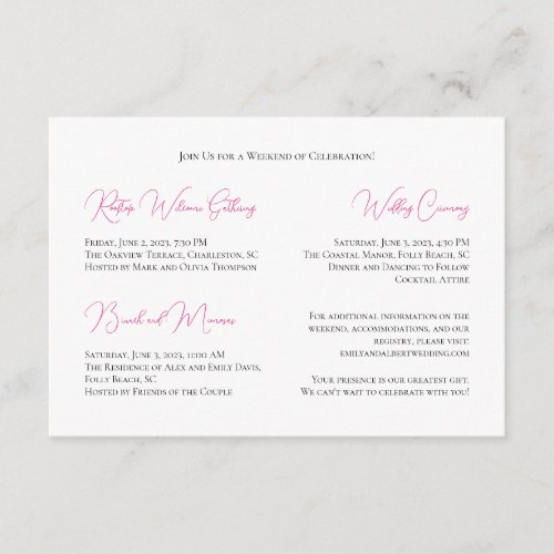 Wedding details card